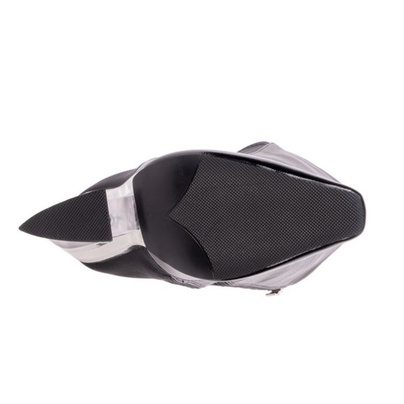 Stylish Fashion Womens Knee High Leather Black Lucite Heel Boots - Picture 8 of 8